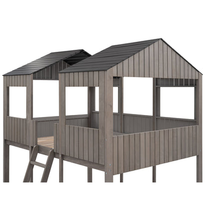 Bunk Bed With Roof, Window, Guardrail, Ladder - The Sleep Loft - Online Mattress Showroom NYC