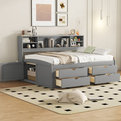 Daybed With 2 Bedside Cabinets, Upper Shelves And 4 Drawers - The Sleep Loft - Online Mattress Showroom NYC