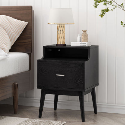 Starla - Wooden Nightstand - Black - The Sleep Loft - Online Mattress Showroom NYC