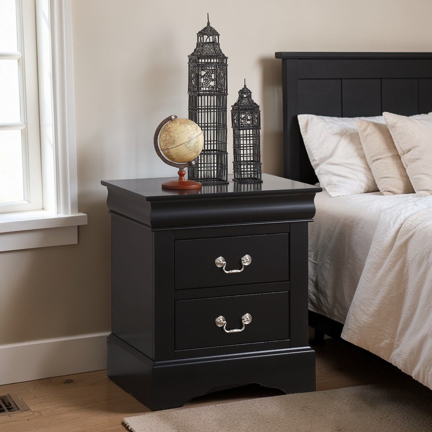 Louis Philippe III - Sleek Design Nightstand - The Sleep Loft - Online Mattress Showroom NYC