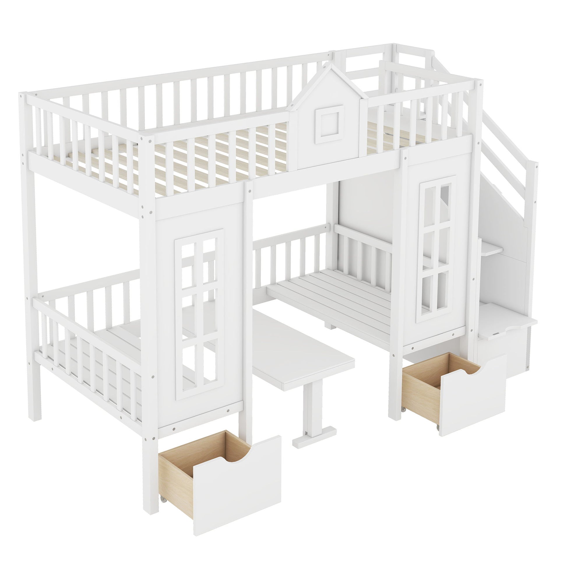 Twin Over Twin Bunk Bed With Changeable Table, Bunk Bed Turn Into Upper Bed And Down Desk - The Sleep Loft - Online Mattress Showroom NYC