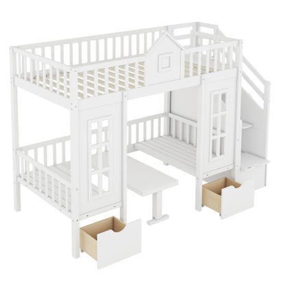 Twin Over Twin Bunk Bed With Changeable Table, Bunk Bed Turn Into Upper Bed And Down Desk - The Sleep Loft - Online Mattress Showroom NYC