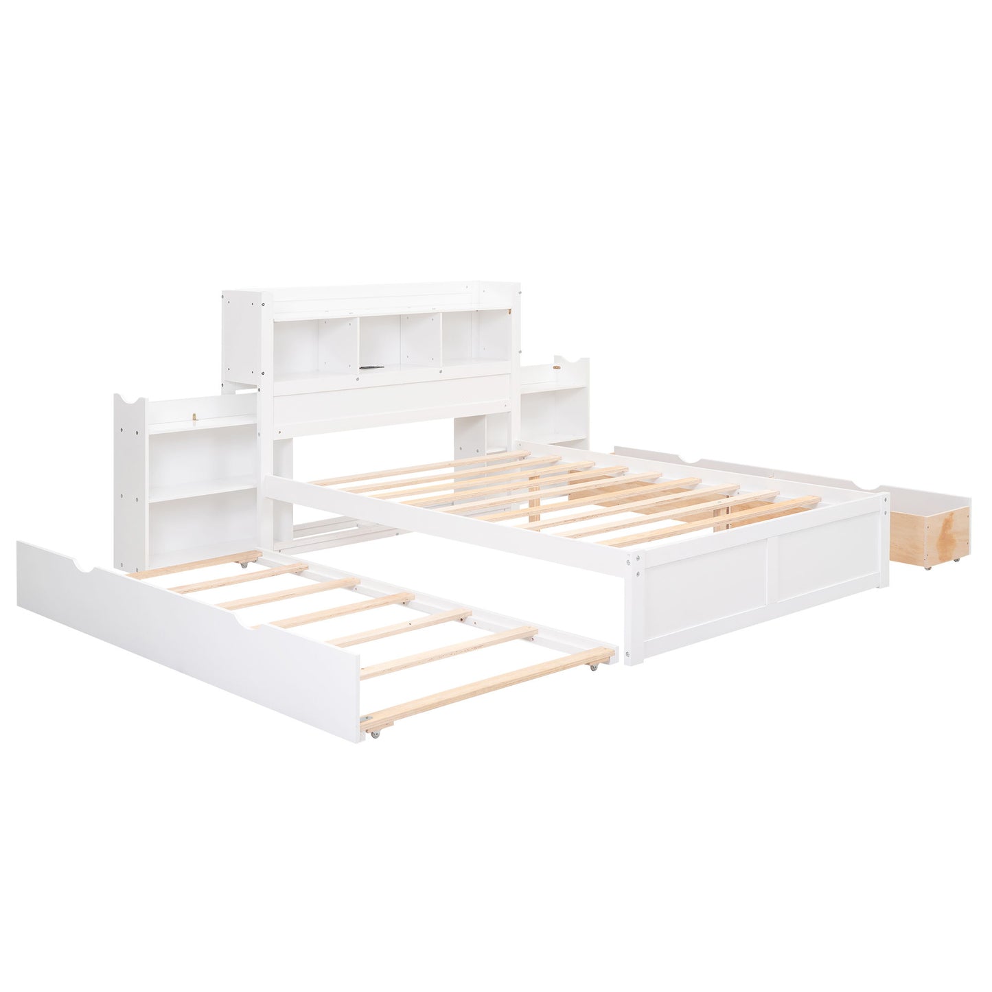 Storage Platform Bed With Pull Out Shelves, Trundle, And 2 Drawers - The Sleep Loft - Online Mattress Showroom NYC