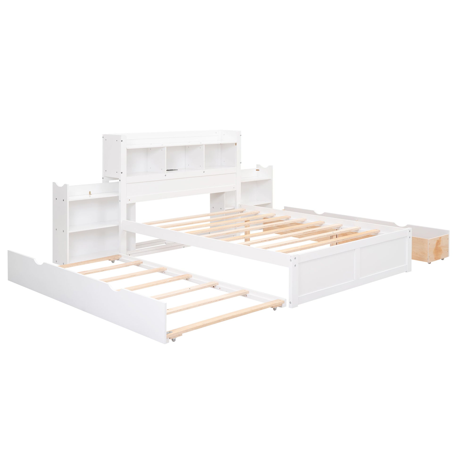 Storage Platform Bed With Pull Out Shelves, Trundle, And 2 Drawers - The Sleep Loft - Online Mattress Showroom NYC