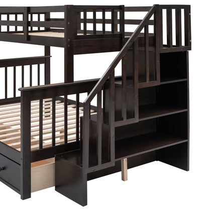 Stairway Bunk Bed With Storage And Guard Rail For Bedroom - The Sleep Loft - Online Mattress Showroom NYC