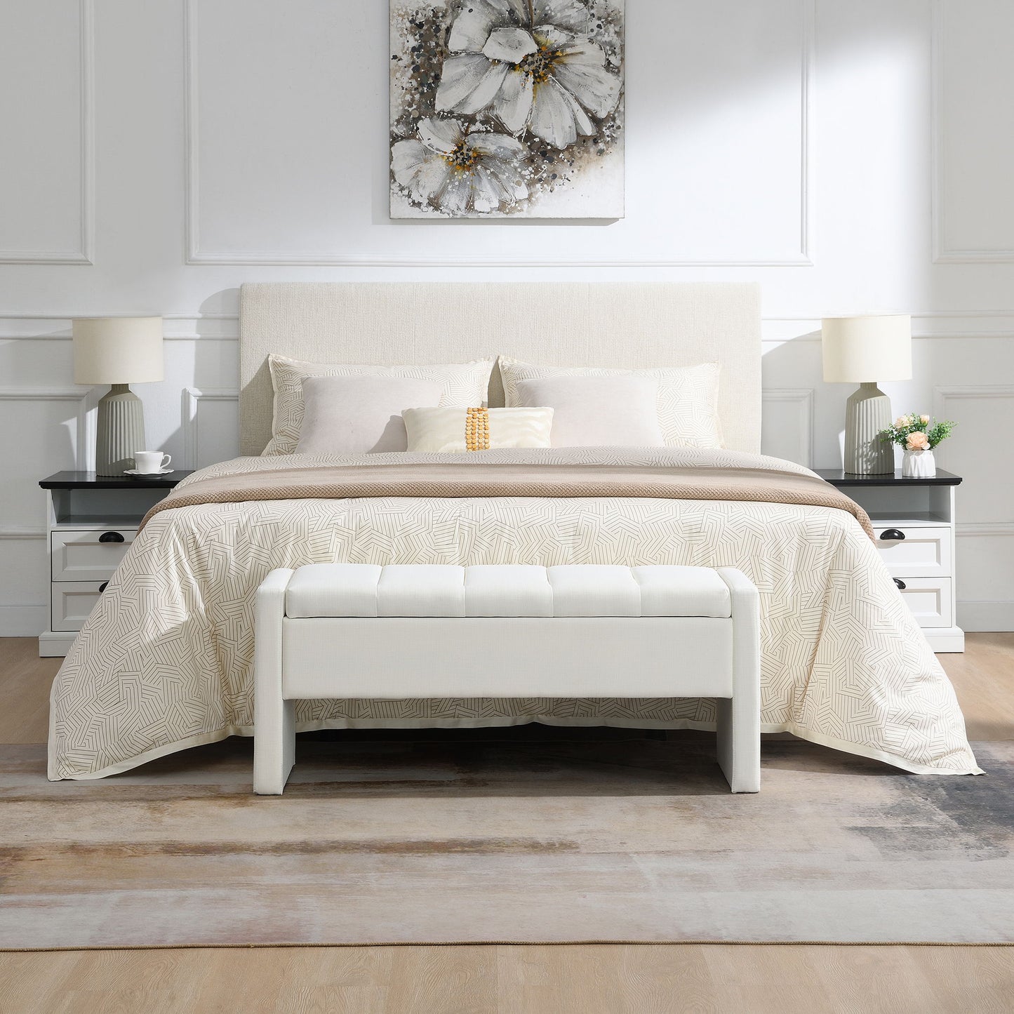 Modern Upholstered Large Bed End Bench With Storage - The Sleep Loft - Online Mattress Showroom NYC