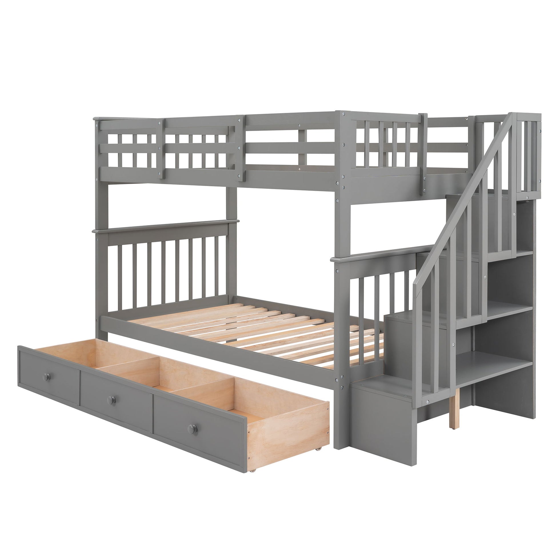 Stairway Bunk Bed With Storage And Guard Rail For Bedroom - The Sleep Loft - Online Mattress Showroom NYC