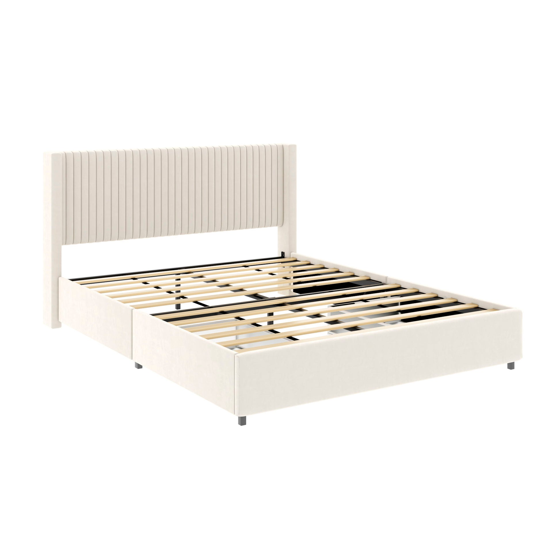 Anna - Upholstered Wingback Platform Bed With 4 Drawers Storage - The Sleep Loft - Online Mattress Showroom NYC