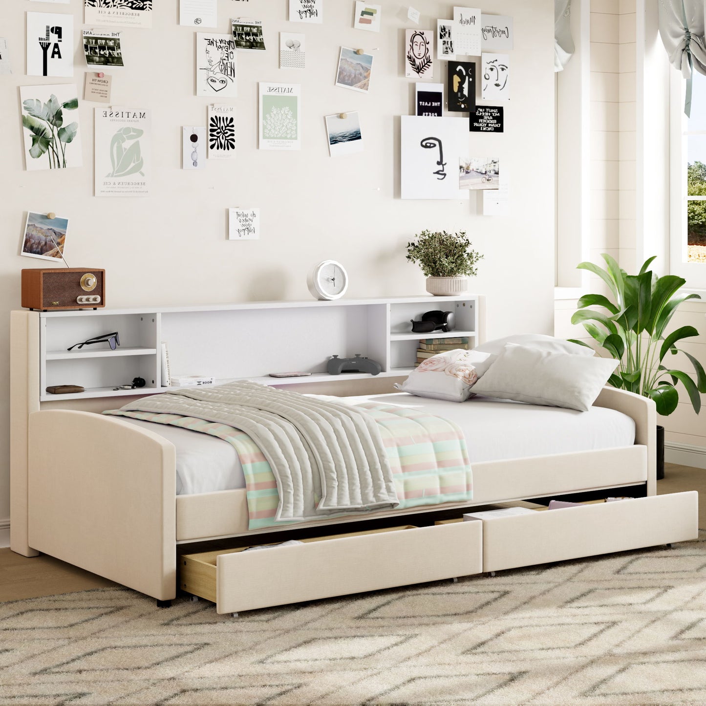 Luxurious Upholstered Platform Bed With Storage Drawers - The Sleep Loft - Online Mattress Showroom NYC