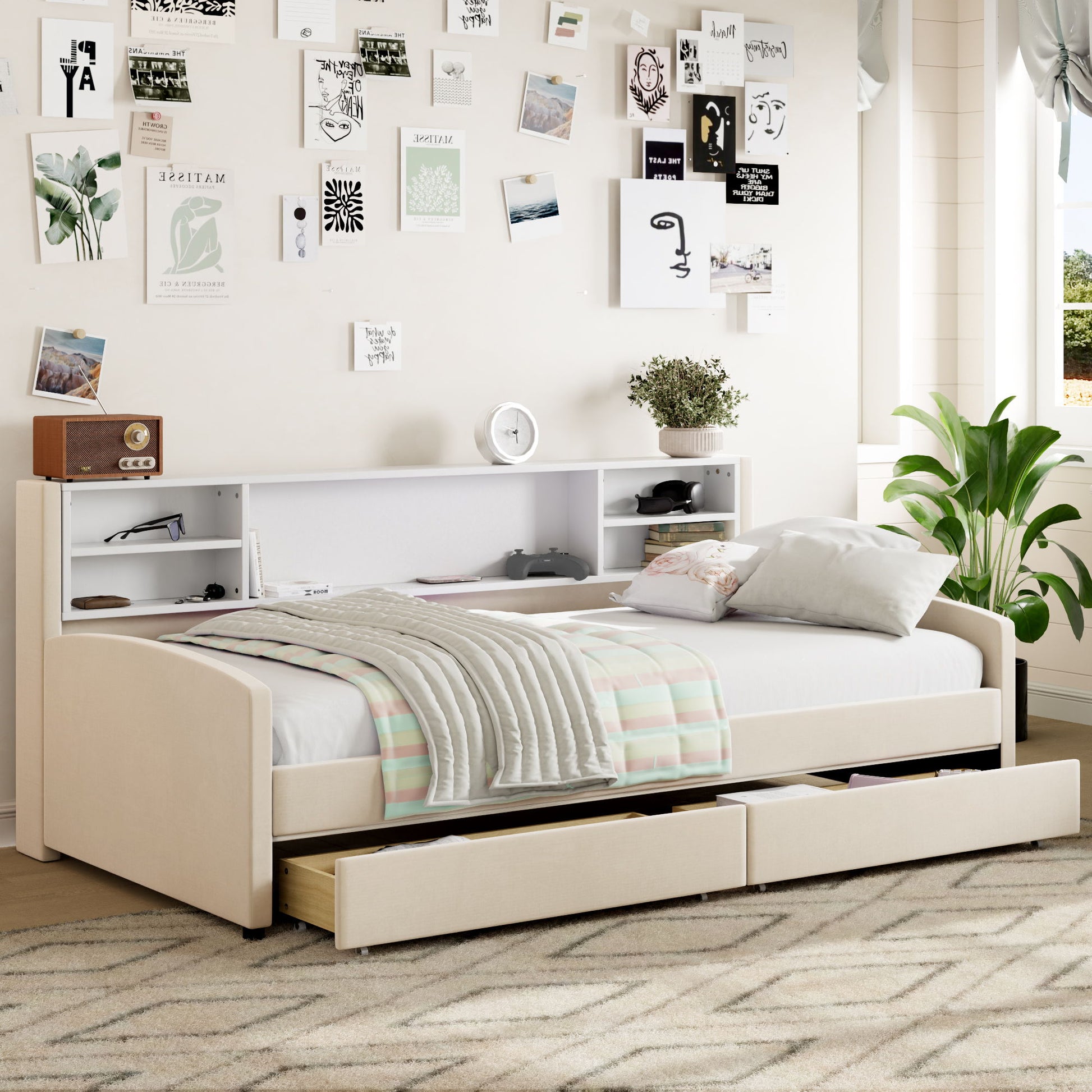 Luxurious Upholstered Platform Bed With Storage Drawers - The Sleep Loft - Online Mattress Showroom NYC