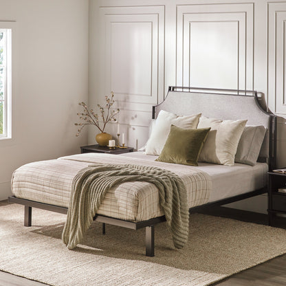 Daybreak - Queen Bed Frame Upholstered Metal - Gray