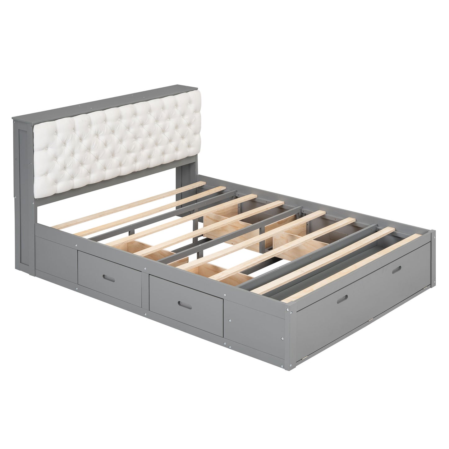 Platform Bed With Storage Headboard, Shoe Rack And 4 Drawers - The Sleep Loft - Online Mattress Showroom NYC