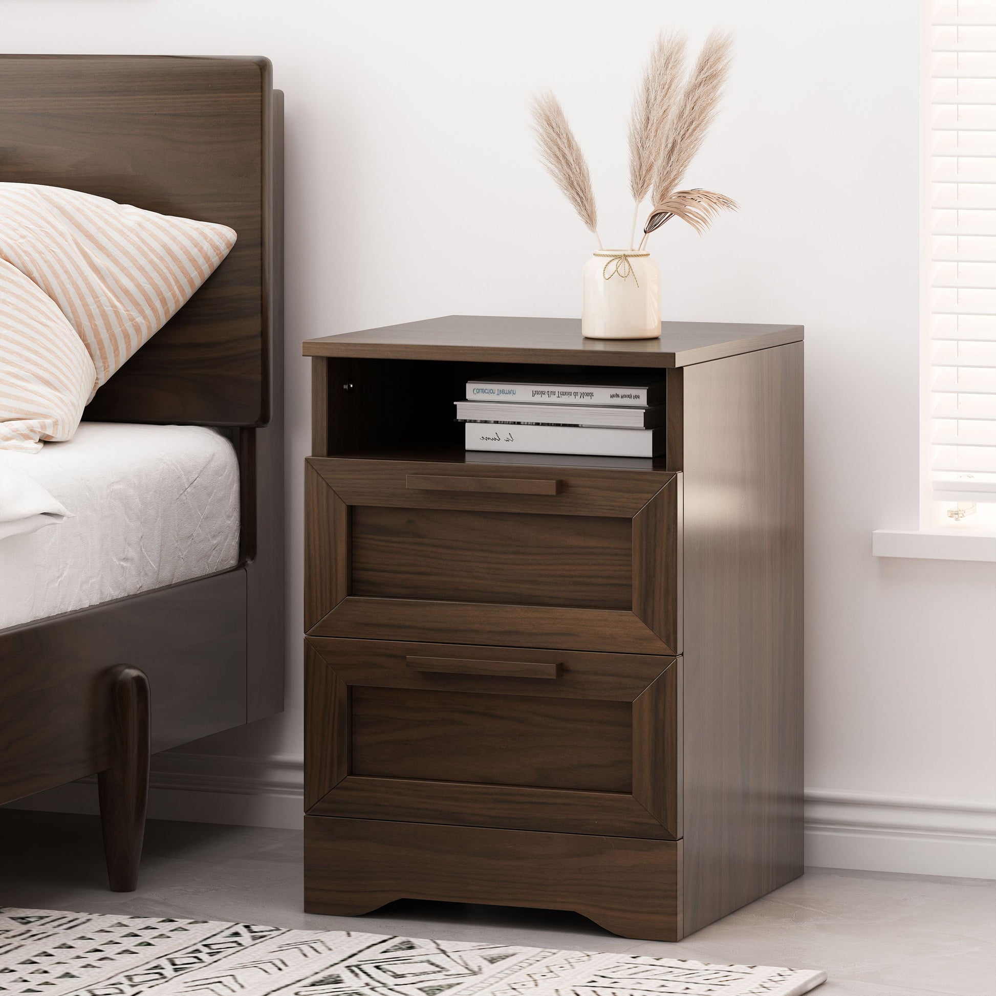 Broxon - Rustic Drawer Nightstand - The Sleep Loft - Online Mattress Showroom NYC