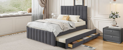Upholstered Platform Bed With Twin Size Trundle And 3 Drawers - The Sleep Loft - Online Mattress Showroom NYC