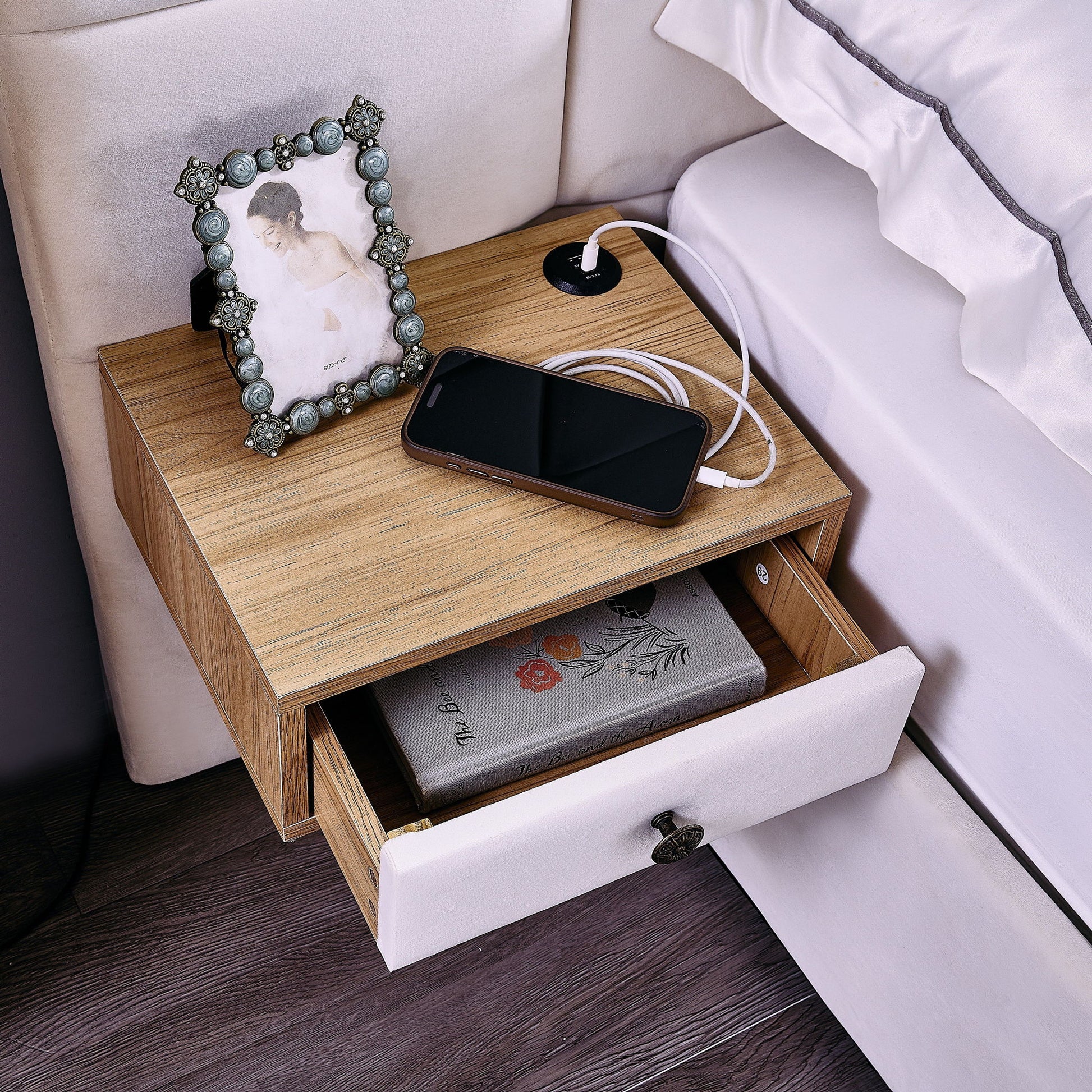 Upholstered Hydraulic Platform Bed With Storage Shelves, Reading Lamps, USB Port - The Sleep Loft - Online Mattress Showroom NYC