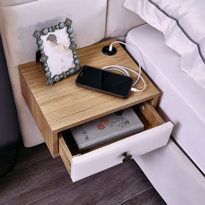 Upholstered Hydraulic Platform Bed With Storage Shelves, Reading Lamps, USB Port - The Sleep Loft - Online Mattress Showroom NYC