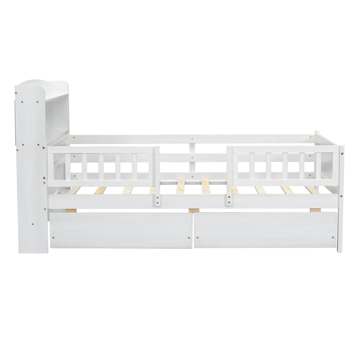 Platform Bed With LED Light, Multi Functional Headboard, Guardrail And 2 Drawers - The Sleep Loft - Online Mattress Showroom NYC