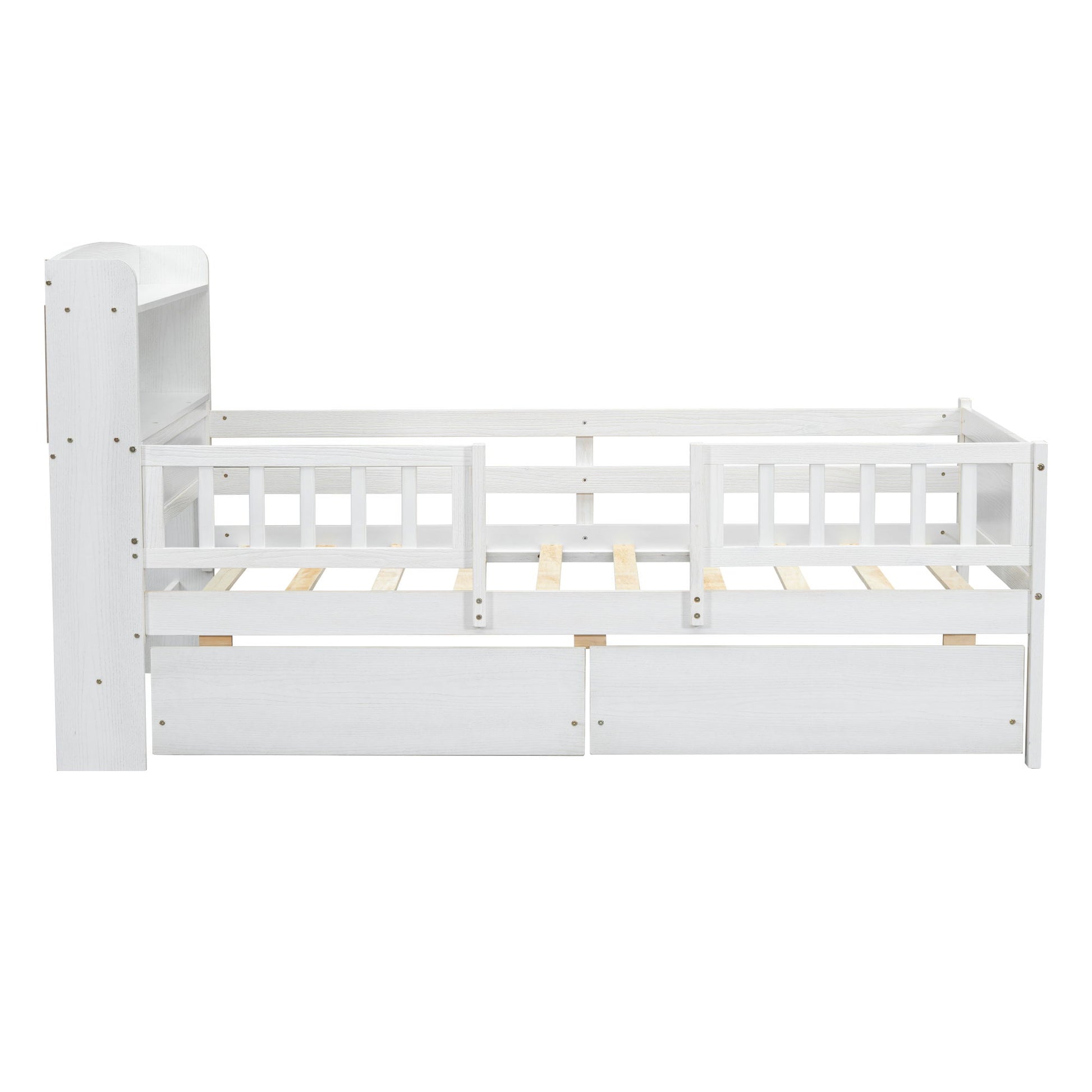 Platform Bed With LED Light, Multi Functional Headboard, Guardrail And 2 Drawers - The Sleep Loft - Online Mattress Showroom NYC