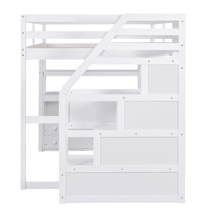 Loft Bed With Desk, Shelves, 2 Drawers, Storage Staircase - The Sleep Loft - Online Mattress Showroom NYC