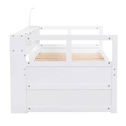 Daybed With 2 Trundles, 3 Storage Cubbies, Built In USB Charging Light - The Sleep Loft - Online Mattress Showroom NYC