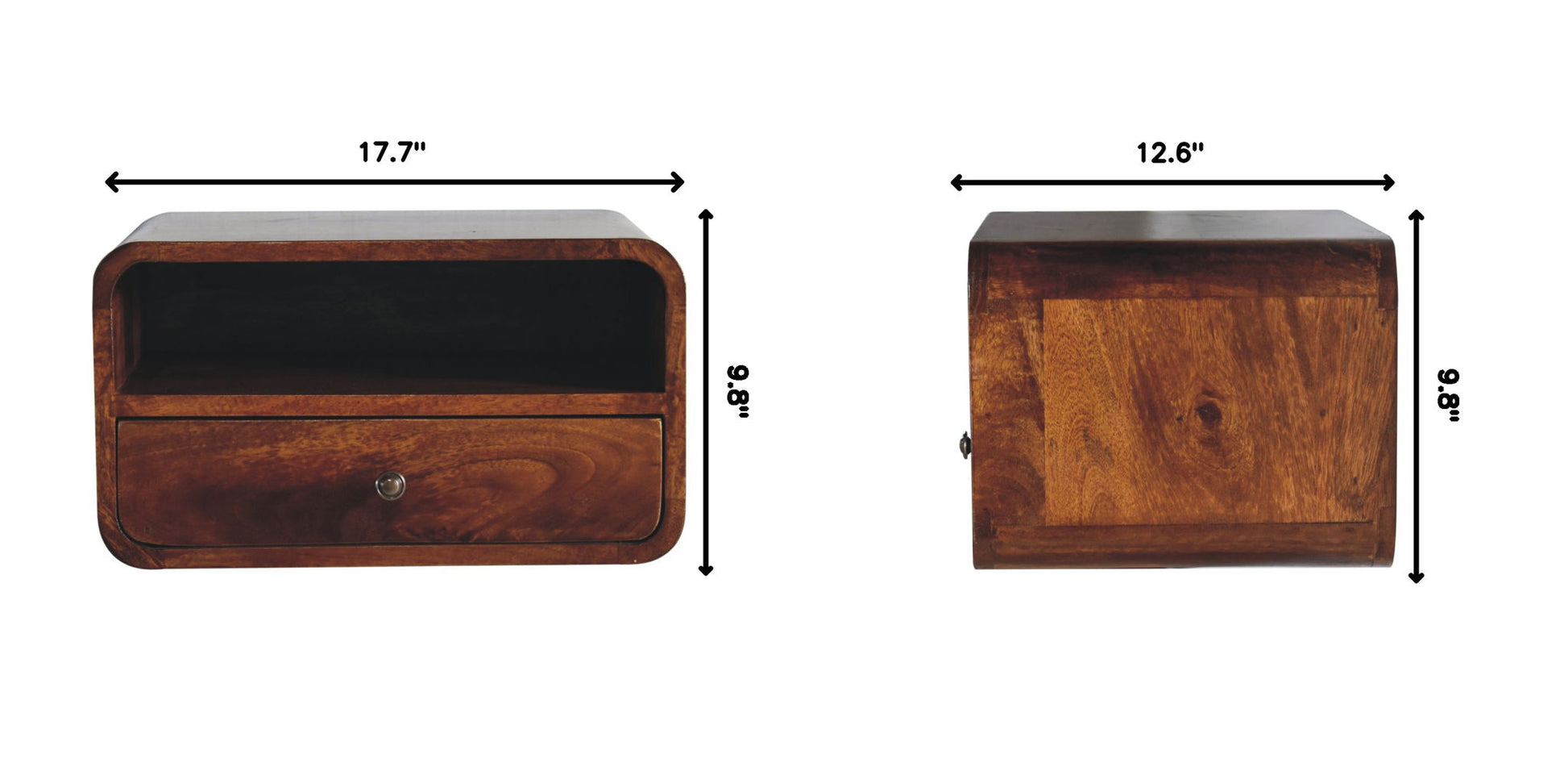 Curved Upper Slot Floating Nightstand - The Sleep Loft - Online Mattress Showroom NYC