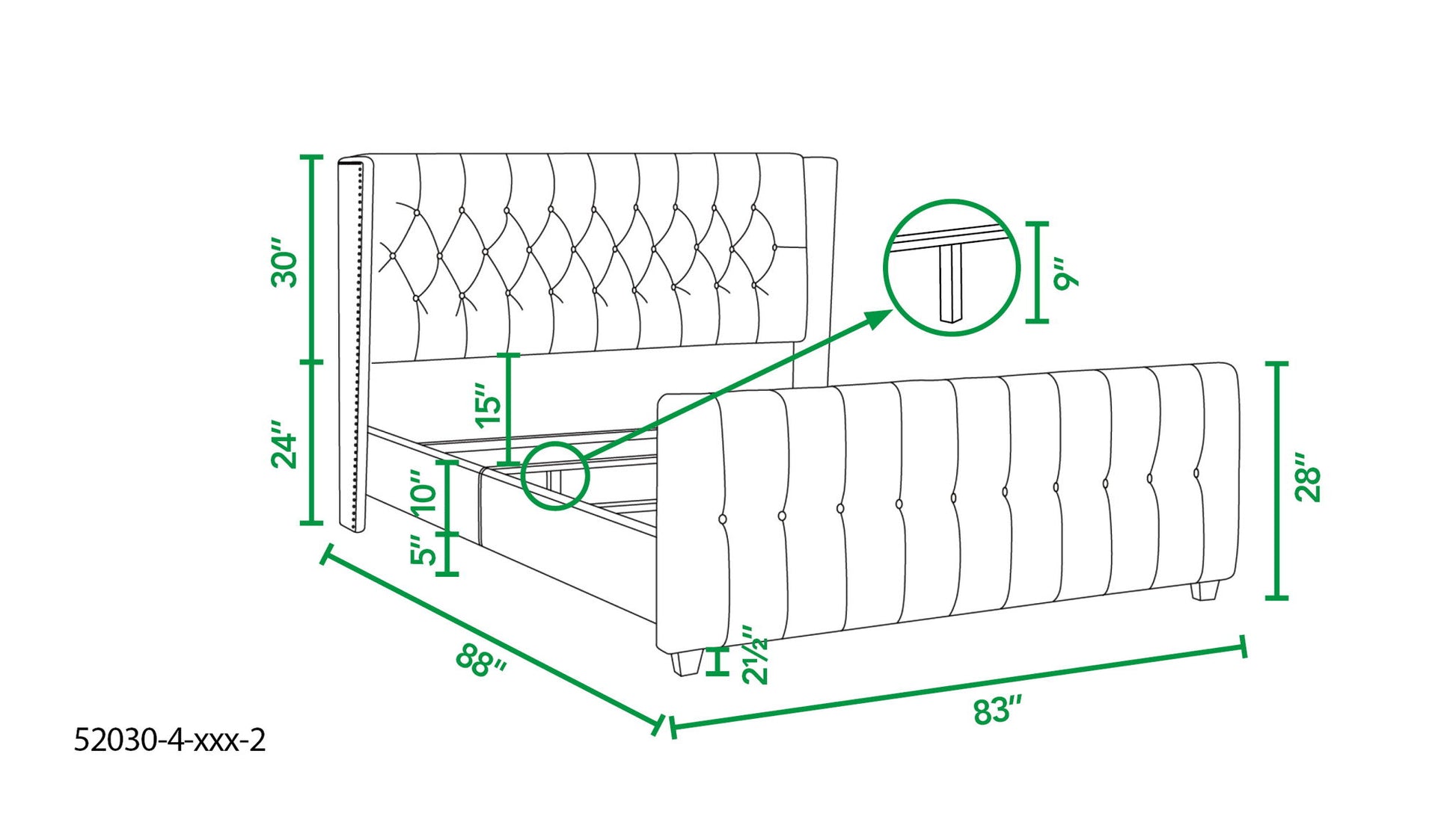 David - King Tufted Wingback Bed - Dark Charcoal Gray - The Sleep Loft - Online Mattress Showroom NYC