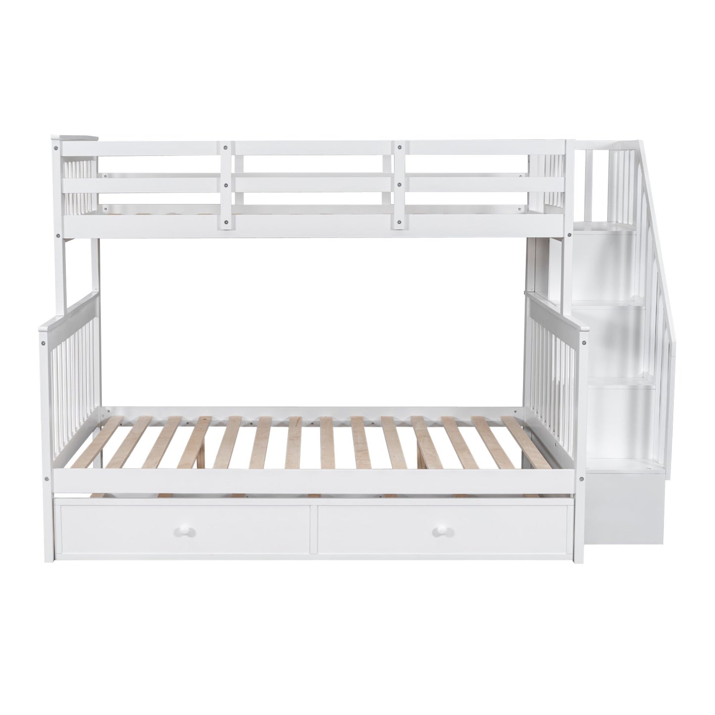 Bunk Bed With Twin Size Trundle, Storage And Guard Rail For Bedroom - The Sleep Loft - Online Mattress Showroom NYC