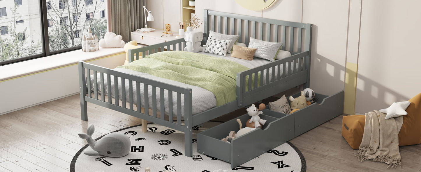 Platform Bed With Guardrails On Both Sides And 2 Storage Drawers - The Sleep Loft - Online Mattress Showroom NYC