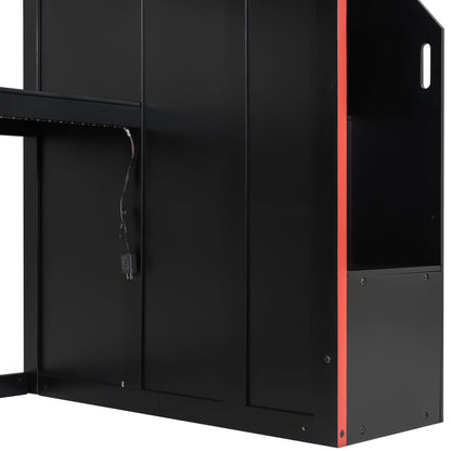 Gaming Loft Bed With Desk And Storage, LED Lights - The Sleep Loft - Online Mattress Showroom NYC