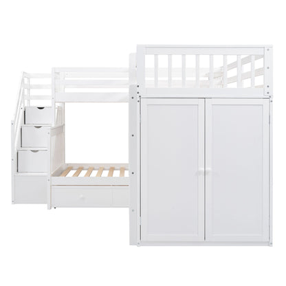 L Shaped Bunk Bed With 3 Drawers, Portable Desk And Wardrobe - The Sleep Loft - Online Mattress Showroom NYC
