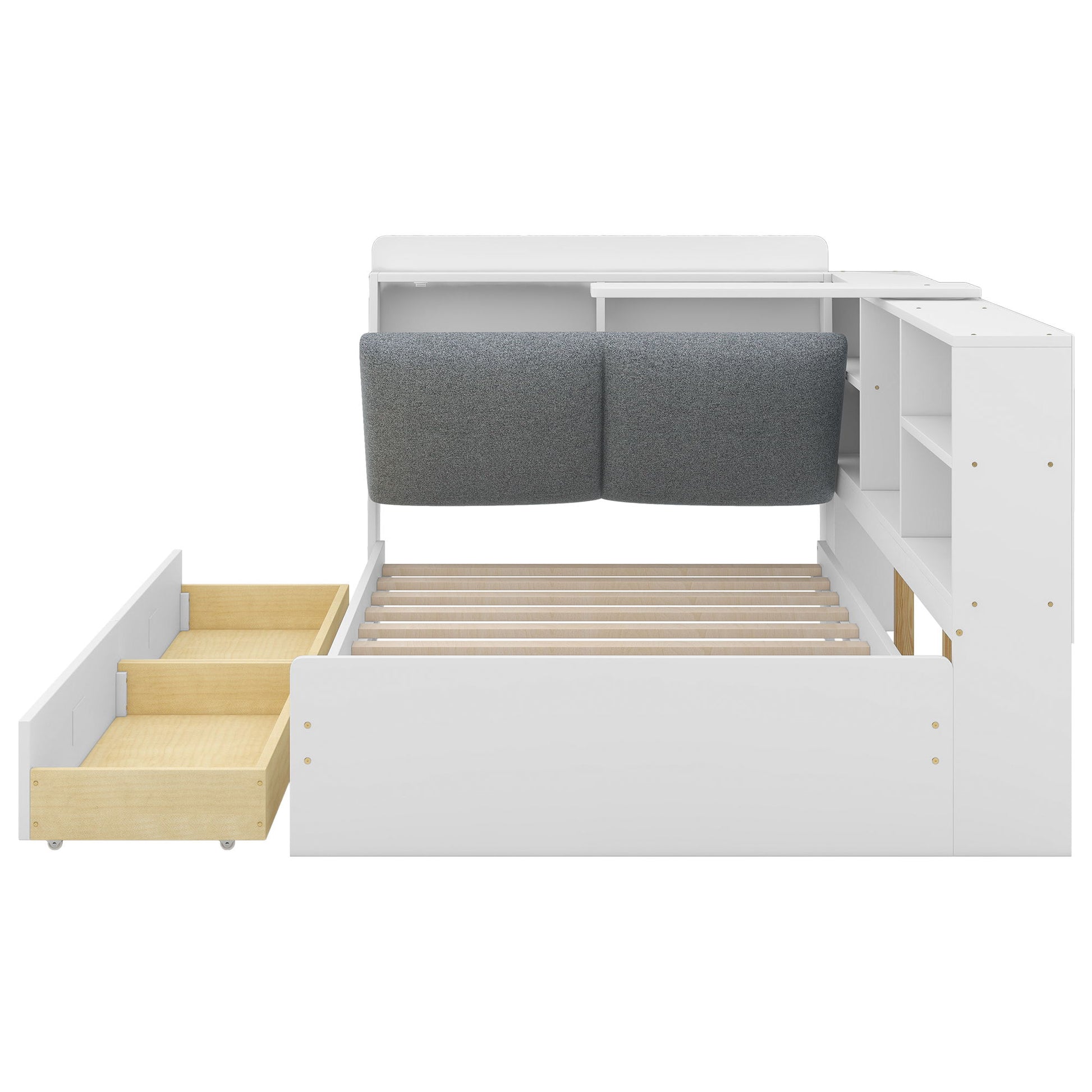 Platform Bed With Storage Headboard, Shelves And 2 Drawers - The Sleep Loft - Online Mattress Showroom NYC