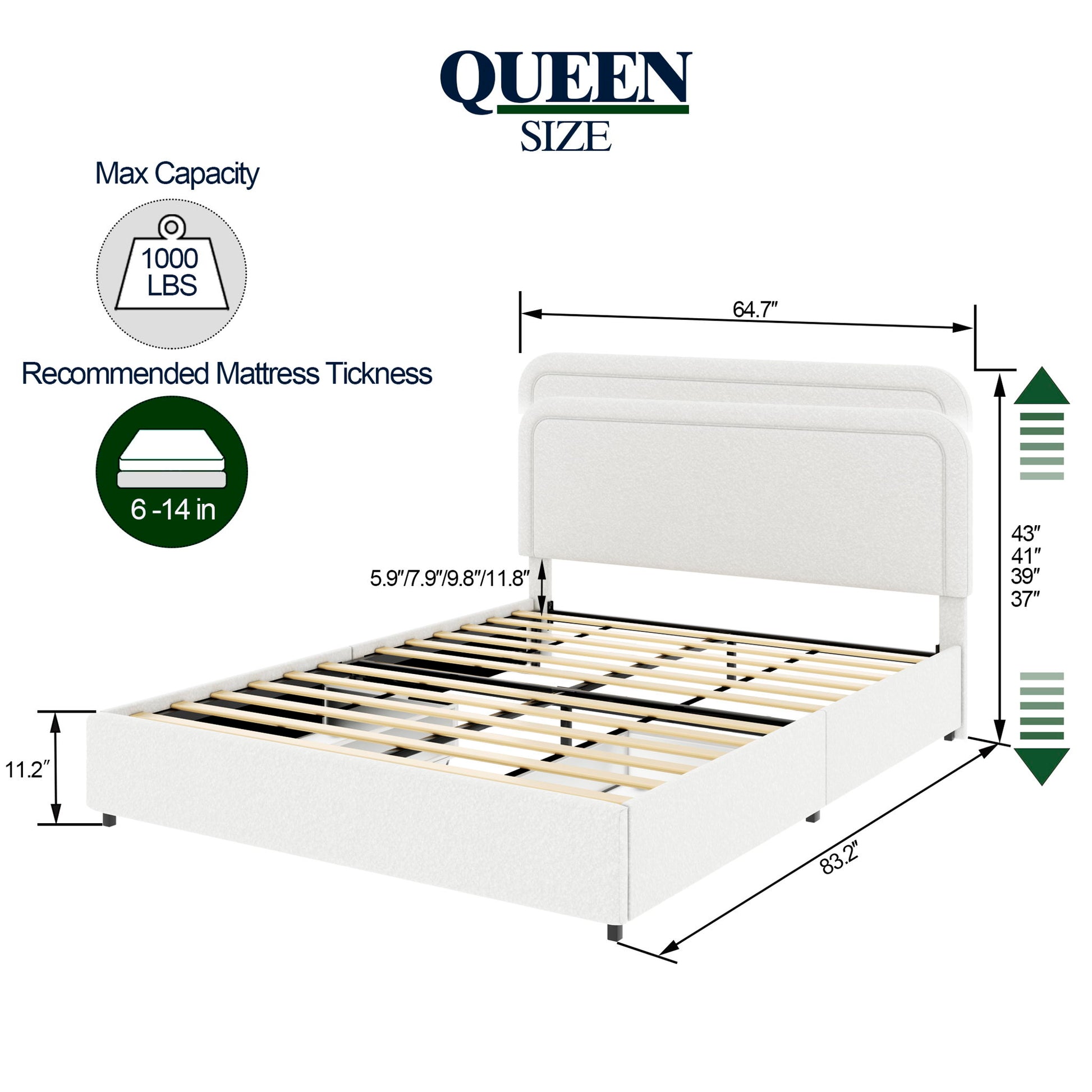 Liv - Patented With Drawers Upholstered Storage Platform Bed - The Sleep Loft - Online Mattress Showroom NYC