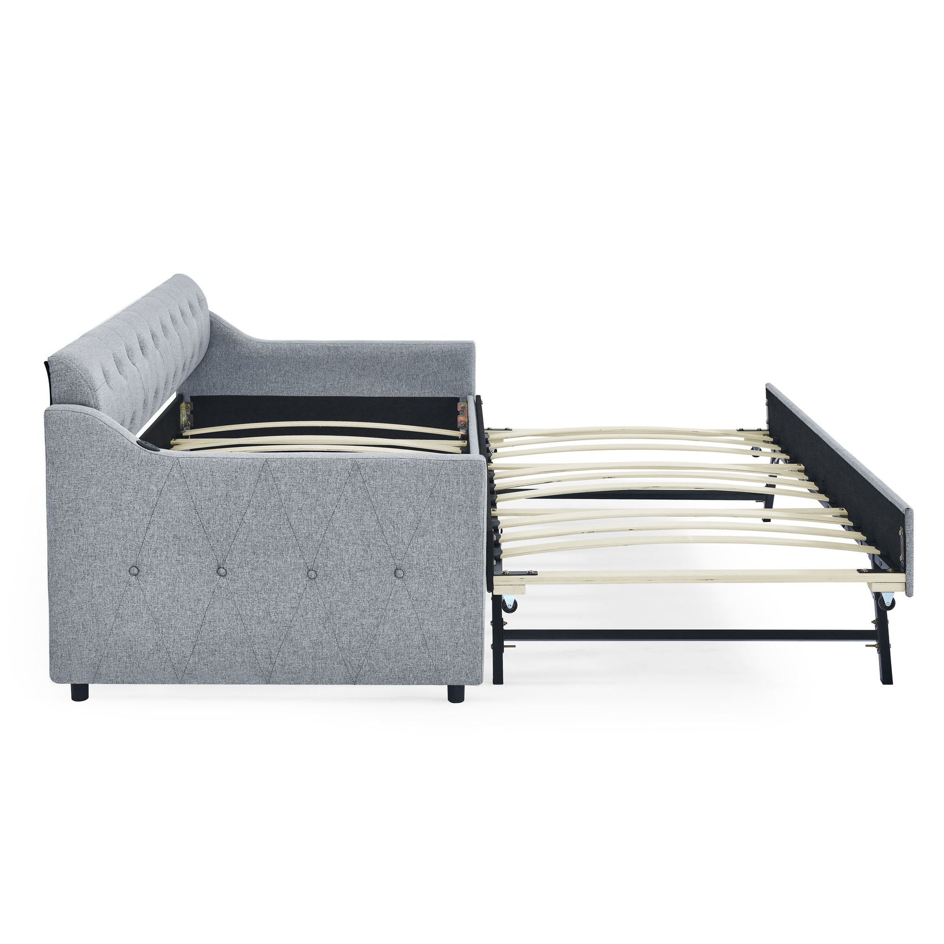 Size Upholstered Daybed With Trundle And USB Charging Armrest - The Sleep Loft - Online Mattress Showroom NYC
