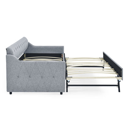 Size Upholstered Daybed With Trundle And USB Charging Armrest - The Sleep Loft - Online Mattress Showroom NYC