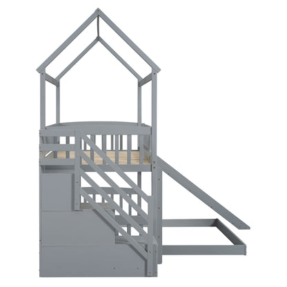 House Bunk Bed With Slide - The Sleep Loft - Online Mattress Showroom NYC