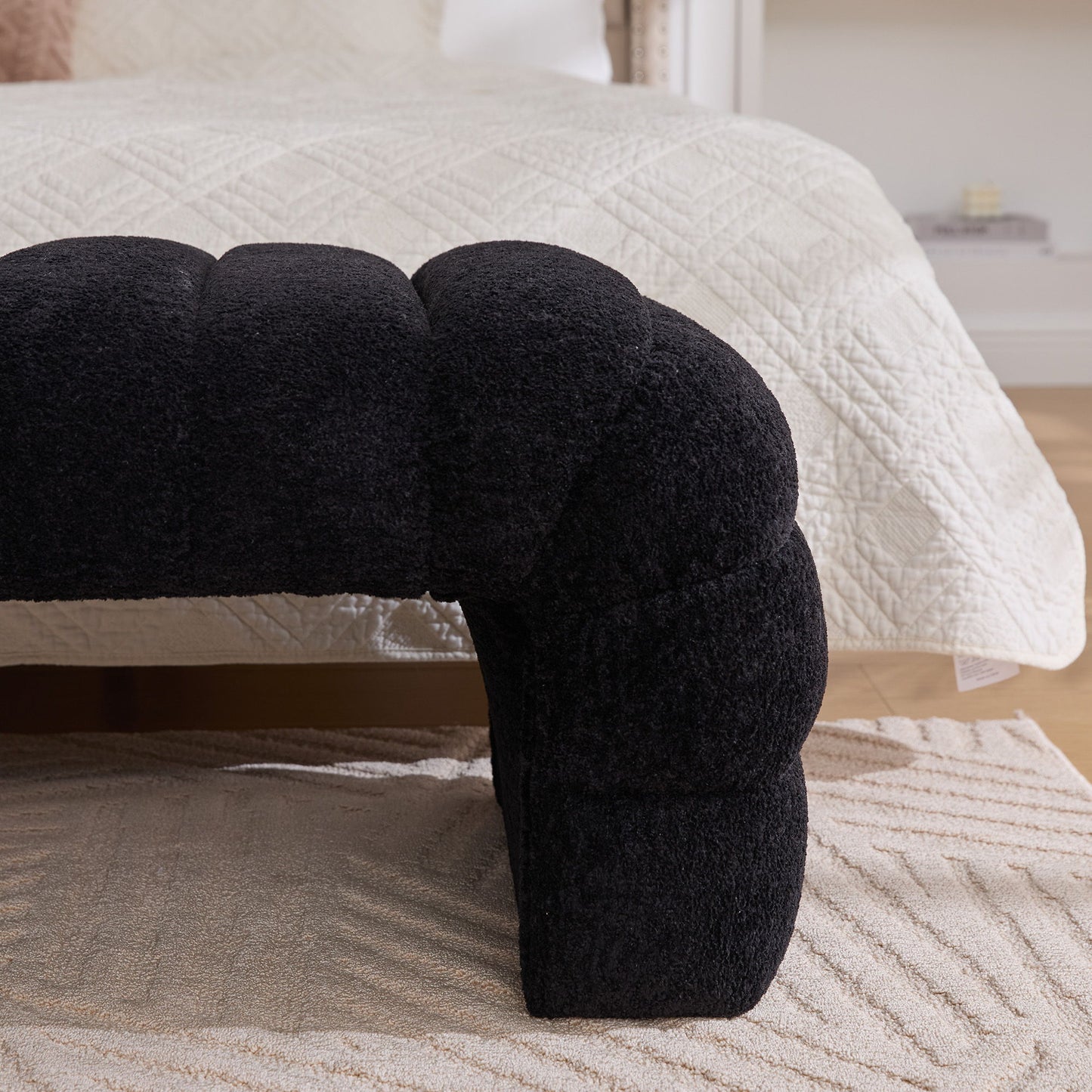 Modern Upholstered Armless Bed Bench With Channel Tufted Design - The Sleep Loft - Online Mattress Showroom NYC