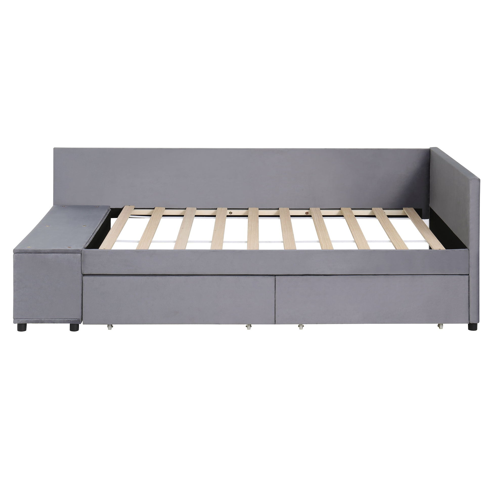 L Shaped Upholstered Platform Bed With Storage And Drawers - The Sleep Loft - Online Mattress Showroom NYC
