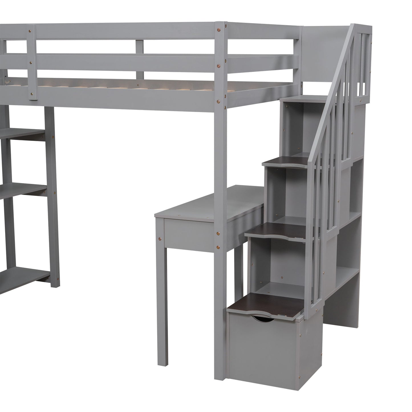 Loft Bed With Storage Drawers, Desk And Stairs With Shelves - The Sleep Loft - Online Mattress Showroom NYC