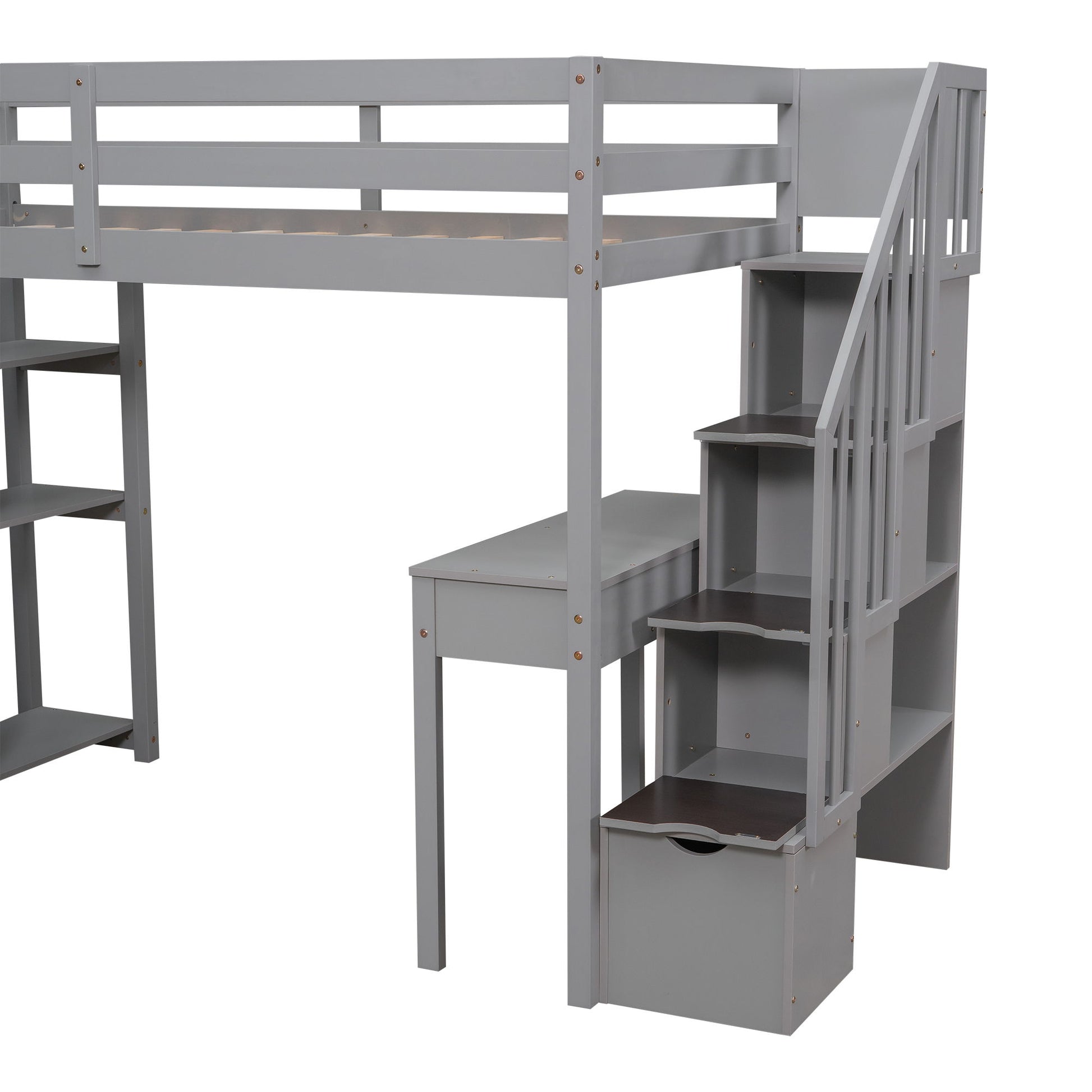 Loft Bed With Storage Drawers, Desk And Stairs With Shelves - The Sleep Loft - Online Mattress Showroom NYC