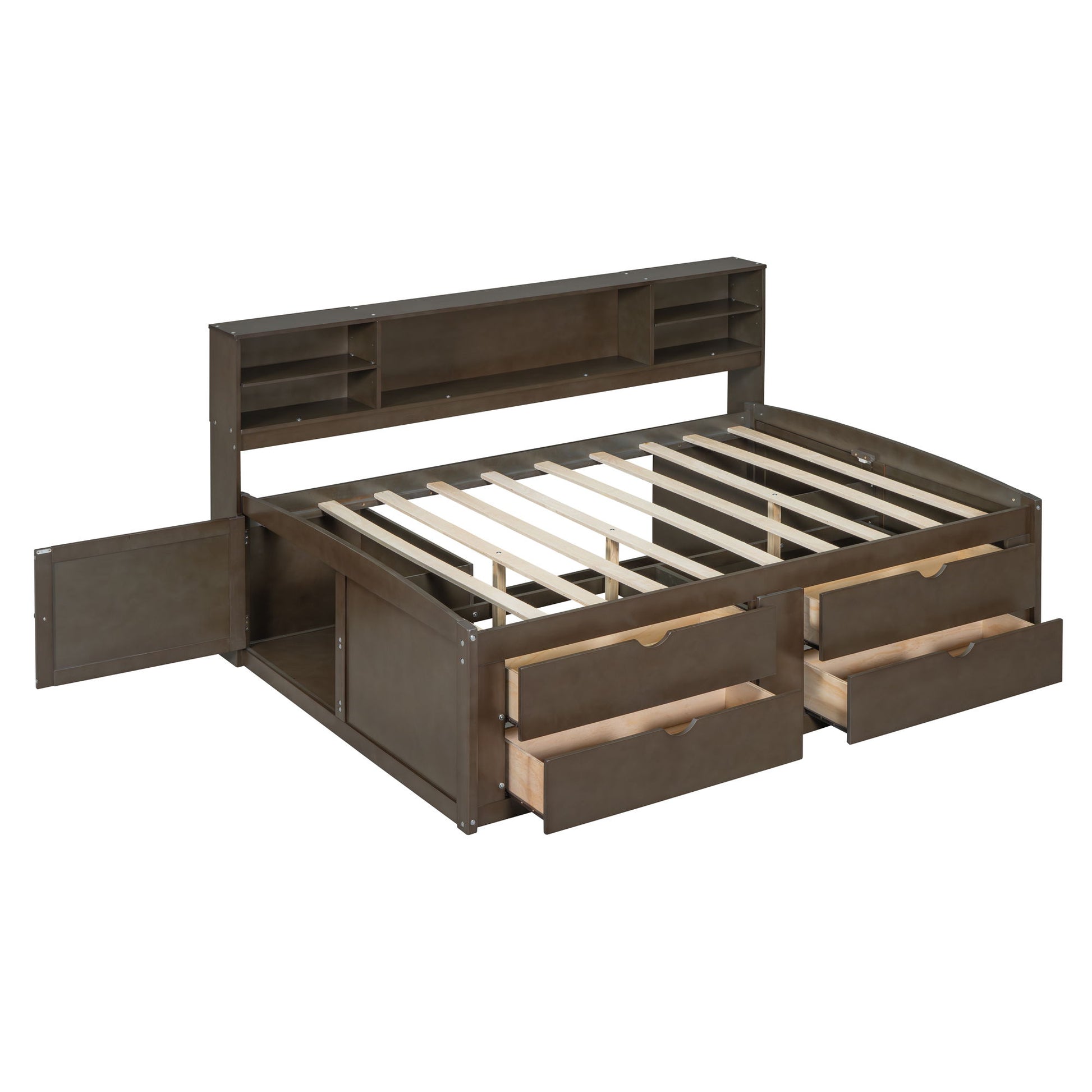 Daybed With 2 Bedside Cabinets, Upper Shelves And 4 Drawers - The Sleep Loft - Online Mattress Showroom NYC