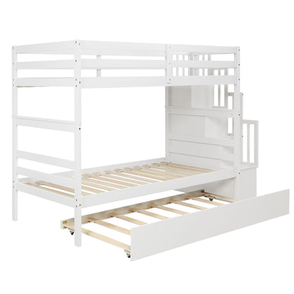Twin Over Twin Bunk Beds With Twin Trundle And Stairway Storage Function - The Sleep Loft - Online Mattress Showroom NYC