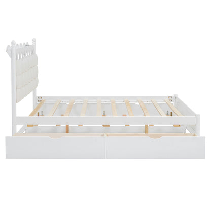 Storage Platform Bed, With 2 Big Drawers, Trundle, One Set Of Sockets & USB Ports - The Sleep Loft - Online Mattress Showroom NYC