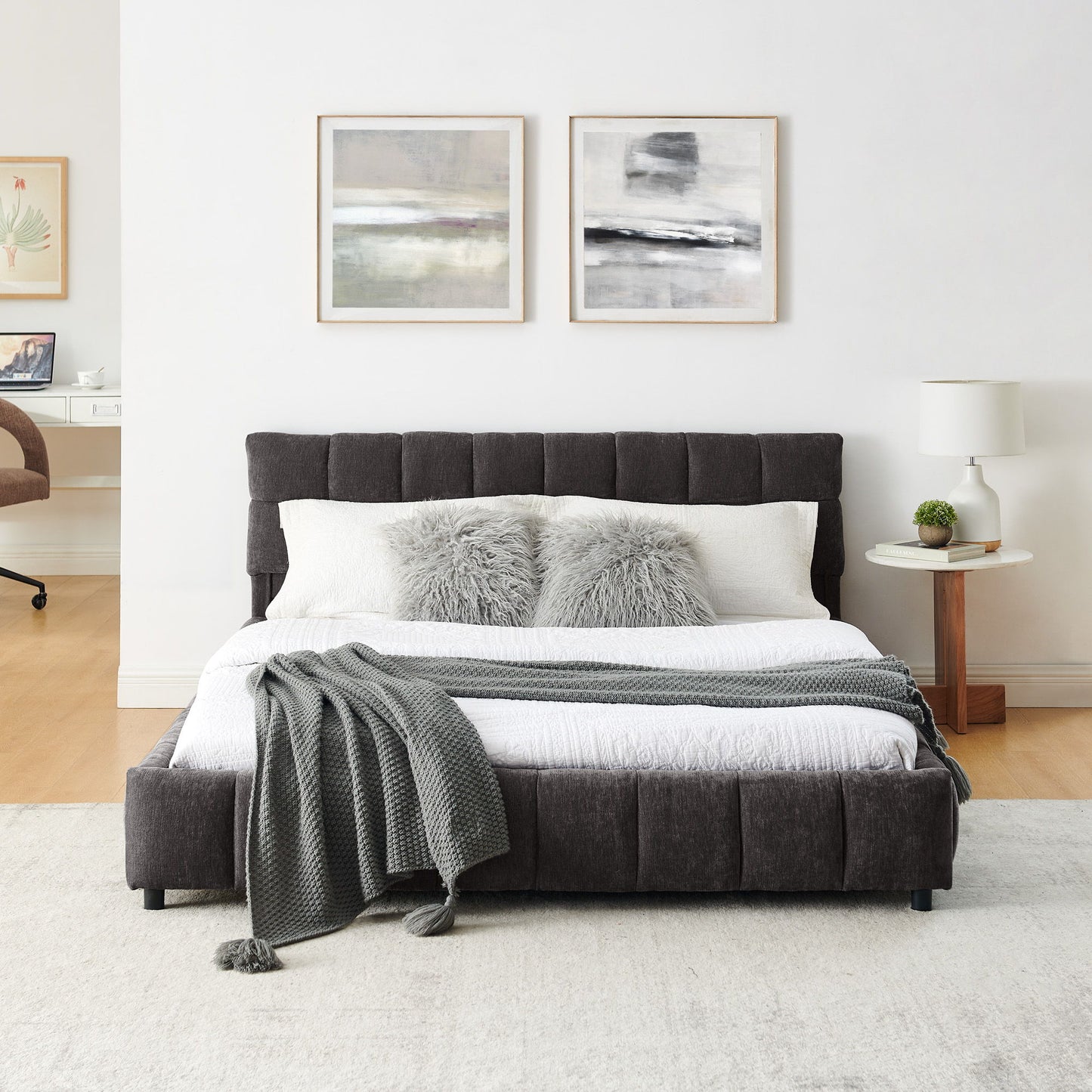 Modern Platform Bed Frame With Thick Fabric - The Sleep Loft - Online Mattress Showroom NYC
