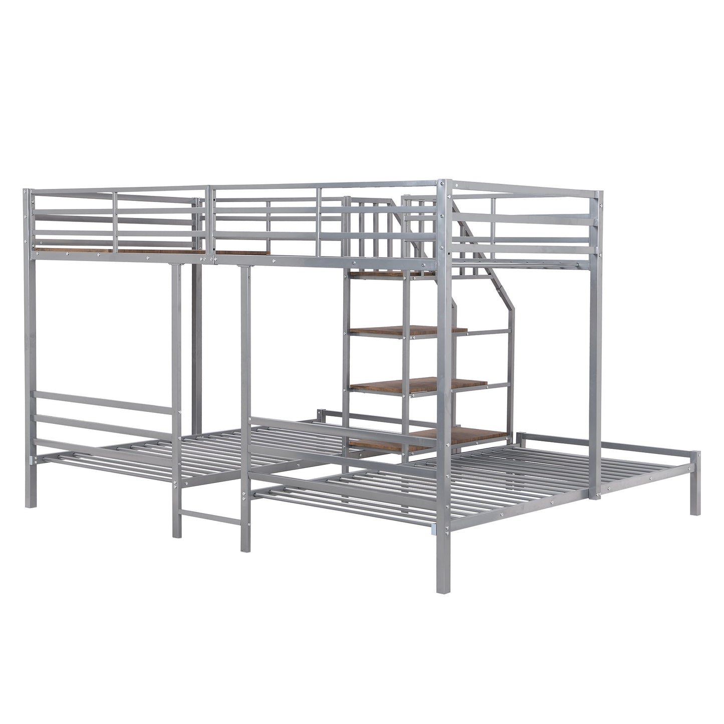 Metal Bunk Bed With Storage Shelves Staircase - The Sleep Loft - Online Mattress Showroom NYC
