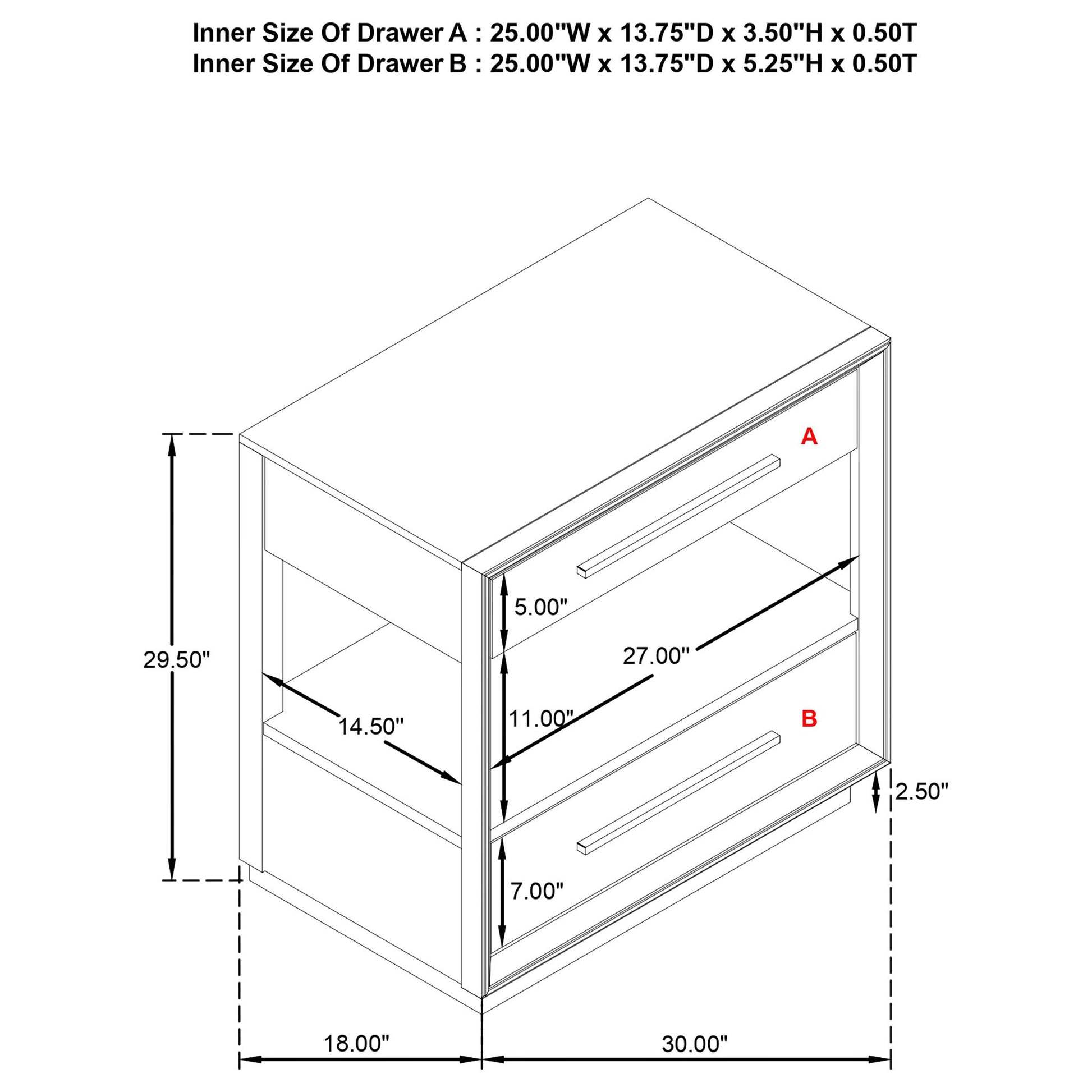 Prescott - 2 Drawers Nightstand With Open Shelf - Taupe - The Sleep Loft - Online Mattress Showroom NYC