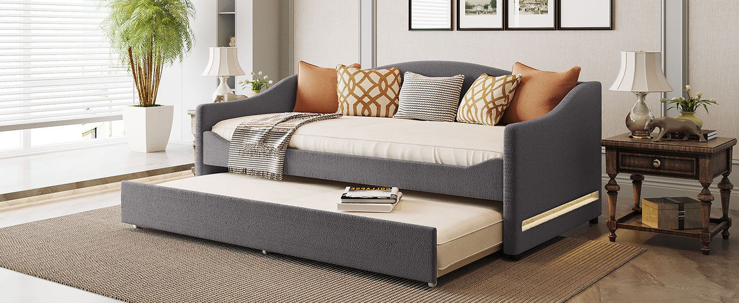 Design Upholstered Daybed With Light And Trundle - The Sleep Loft - Online Mattress Showroom NYC