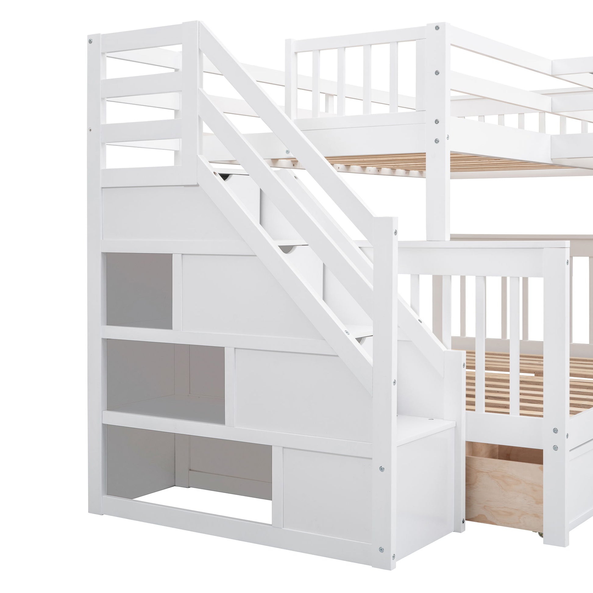 L Shaped Bunk Bed With 3 Drawers, Portable Desk And Wardrobe - The Sleep Loft - Online Mattress Showroom NYC