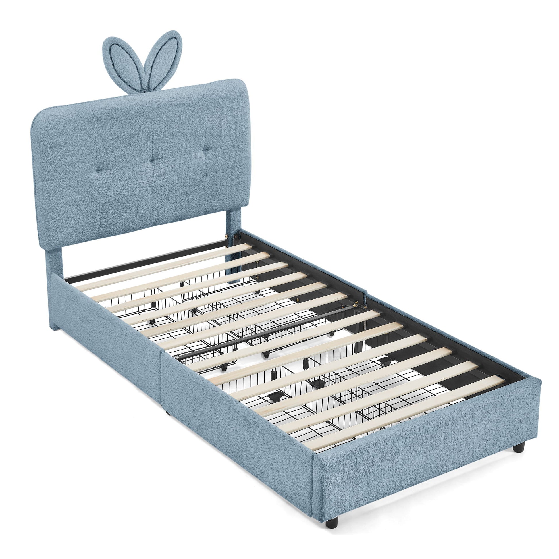 Upholstered Bed With Oversized Rabbit Ear Headboard, LED Lights & 4 Storage Drawers - The Sleep Loft - Online Mattress Showroom NYC