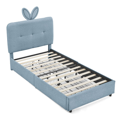 Upholstered Bed With Oversized Rabbit Ear Headboard, LED Lights & 4 Storage Drawers - The Sleep Loft - Online Mattress Showroom NYC