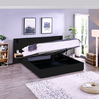 Upholstered Hydraulic Platform Bed With Storage Shelves, Reading Lamps, USB Port - The Sleep Loft - Online Mattress Showroom NYC
